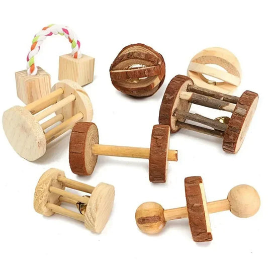 Natural Pine Wood Chew Toys for Guinea Pigs and Rabbits