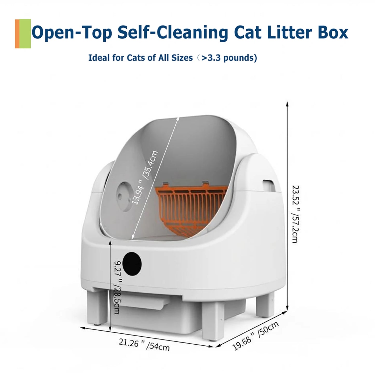 HiMISS Self Cleaning Litter Box Open Top Automatic For Multiple Cats